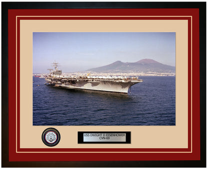 USS DWIGHT D EISENHOWER CVN-69 Framed Navy Ship Photo Burgundy