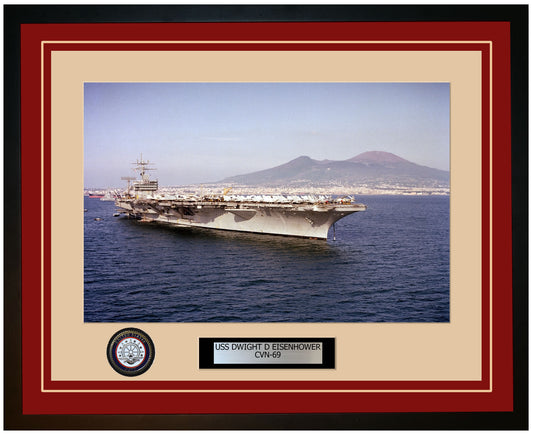 USS DWIGHT D EISENHOWER CVN-69 Framed Navy Ship Photo Burgundy