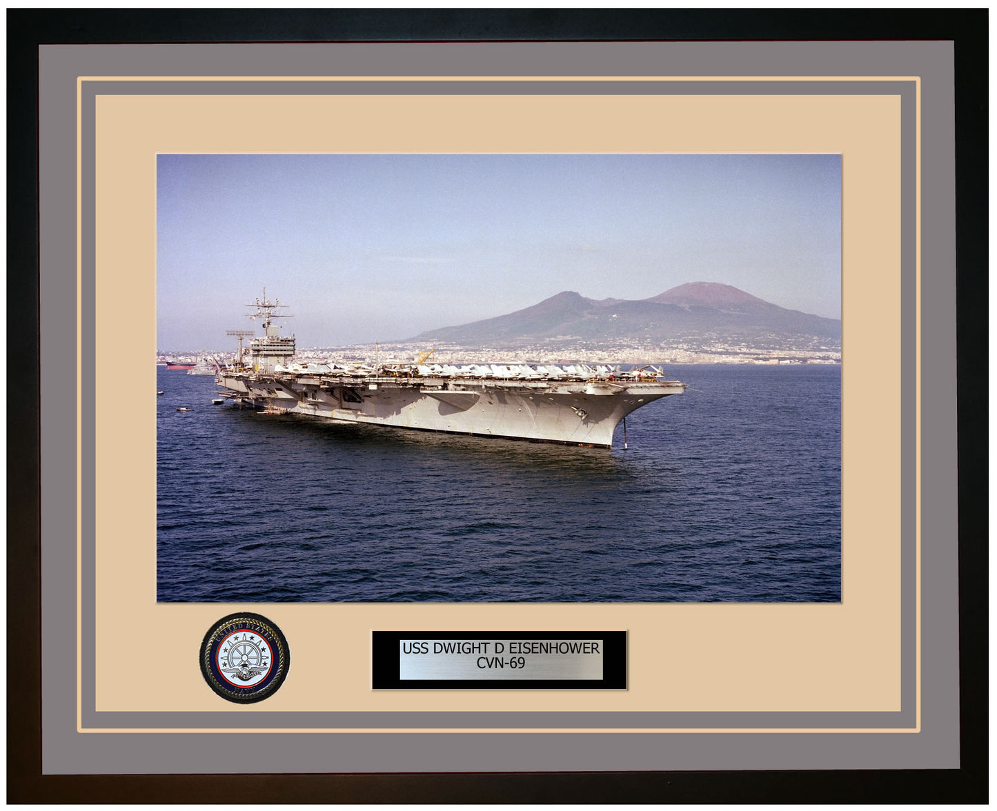 USS DWIGHT D EISENHOWER CVN-69 Framed Navy Ship Photo Grey