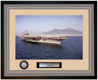 USS DWIGHT D EISENHOWER CVN-69 Framed Navy Ship Photo Grey