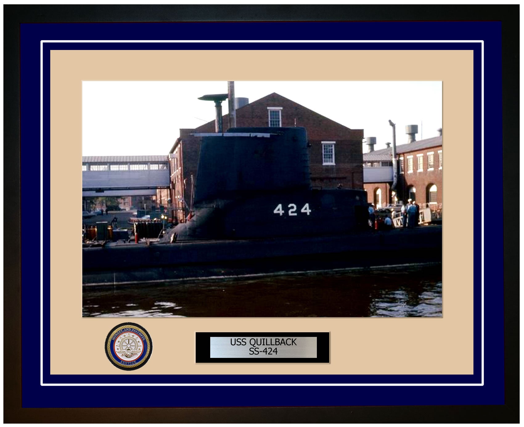 USS Quillback SS-424 Framed Navy Ship Photo Blue