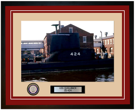 USS Quillback SS-424 Framed Navy Ship Photo Burgundy