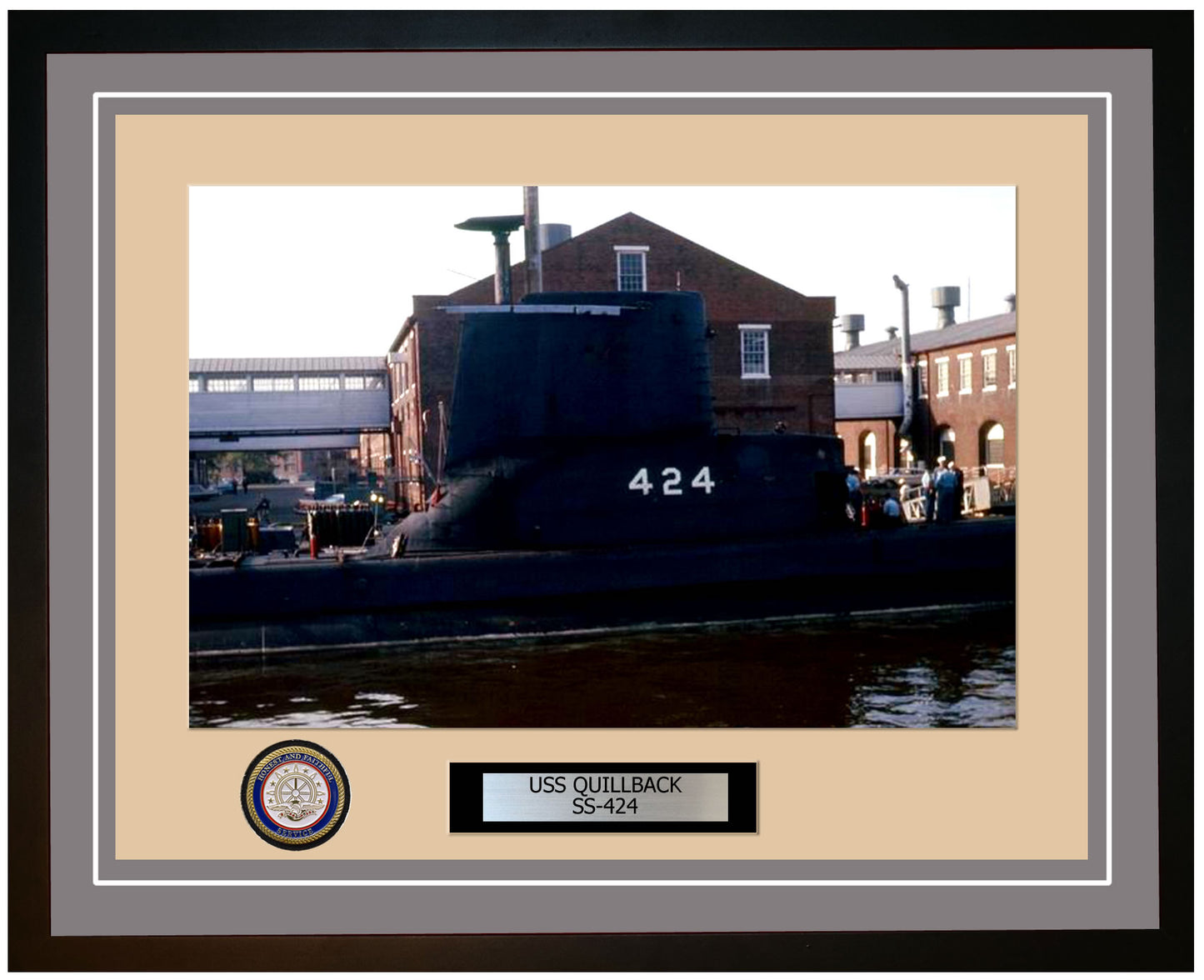 USS Quillback SS-424 Framed Navy Ship Photo Grey