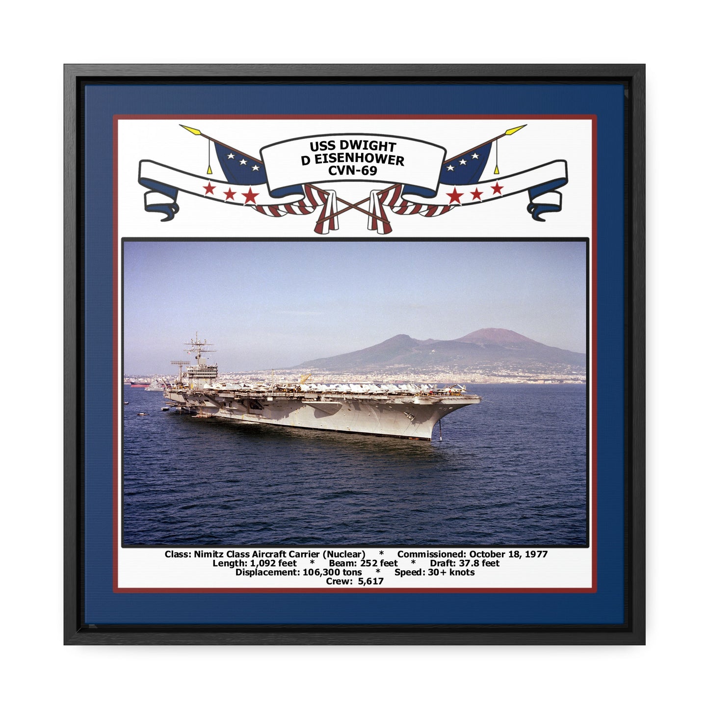 USS Dwight D Eisenhower CVN-69 Navy Floating Frame Photo Front View