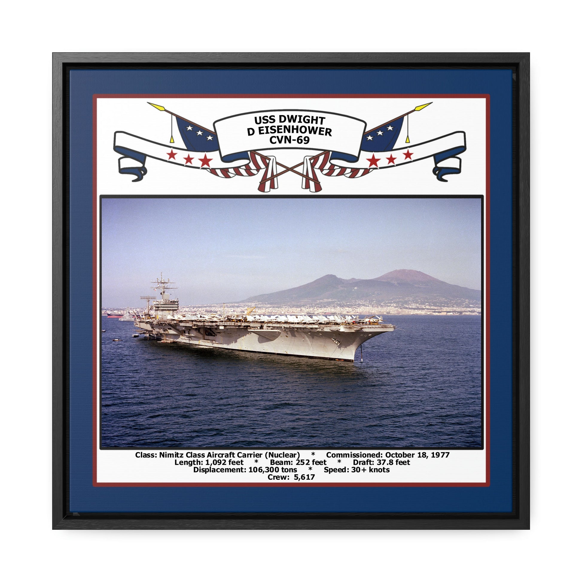 USS Dwight D Eisenhower CVN-69 Navy Floating Frame Photo Front View