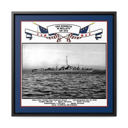 USS Kenneth M Willett DE-354 Navy Floating Frame Photo Front View