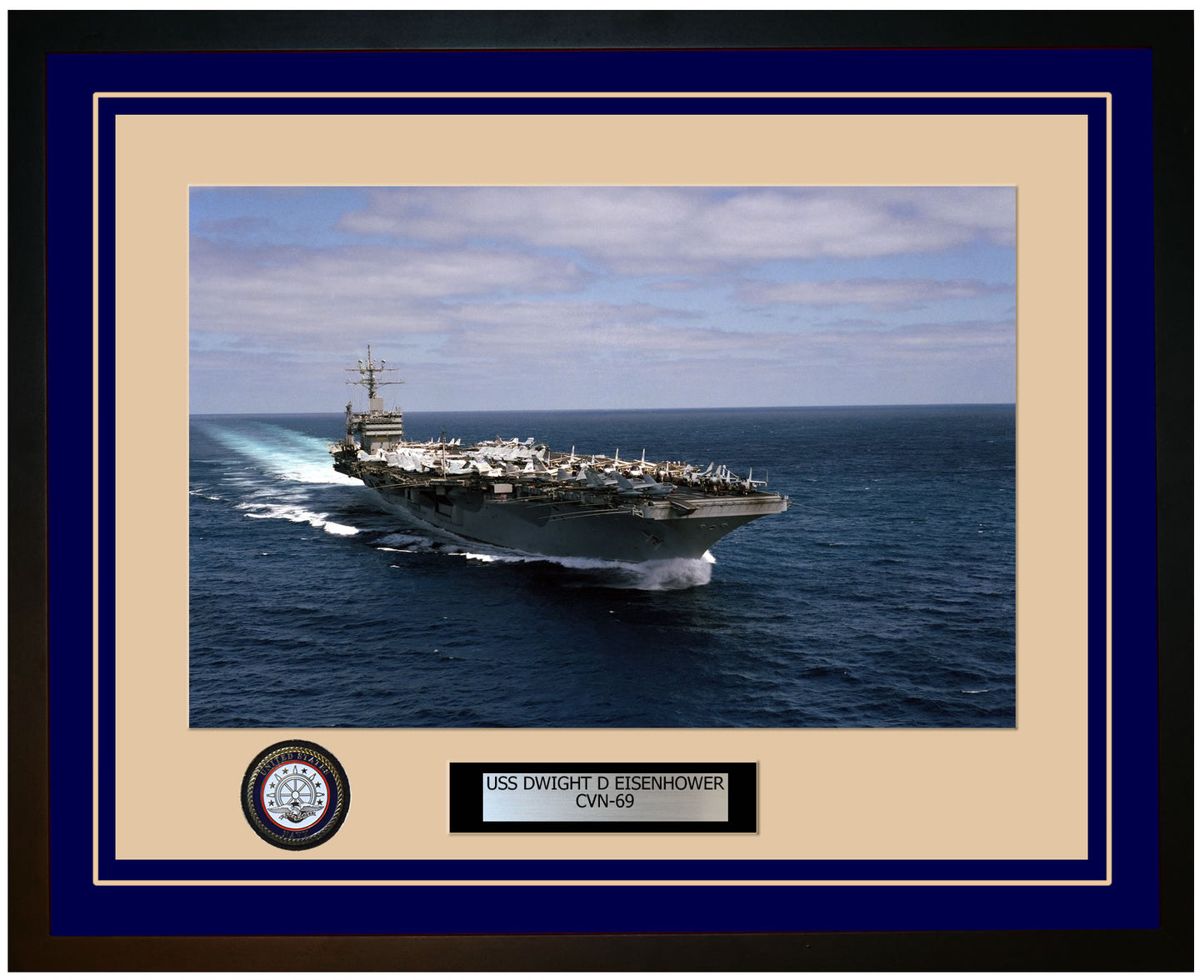 USS DWIGHT D EISENHOWER CVN-69 Framed Navy Ship Photo Blue