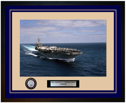 USS DWIGHT D EISENHOWER CVN-69 Framed Navy Ship Photo Blue