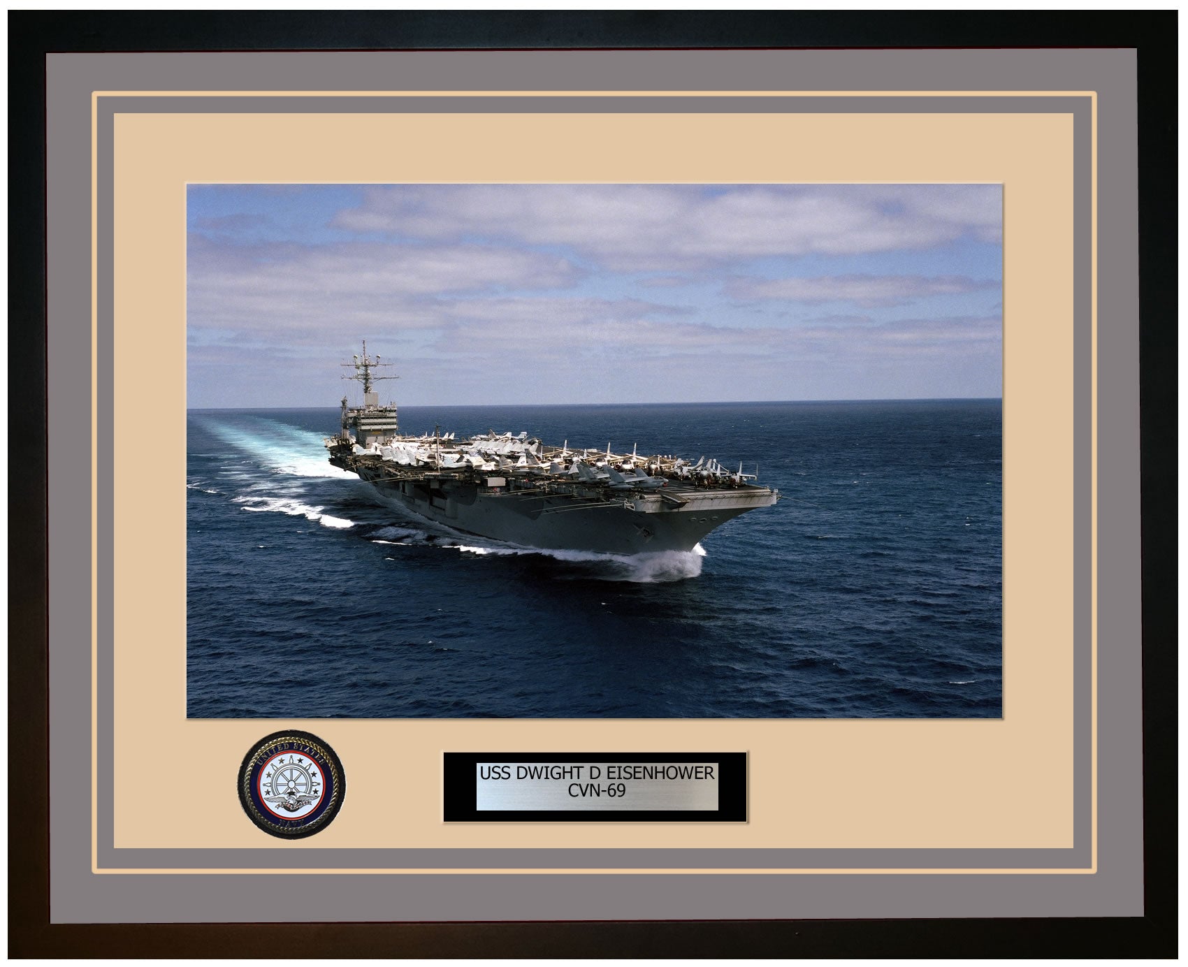 USS DWIGHT D EISENHOWER CVN-69 Framed Navy Ship Photo Grey