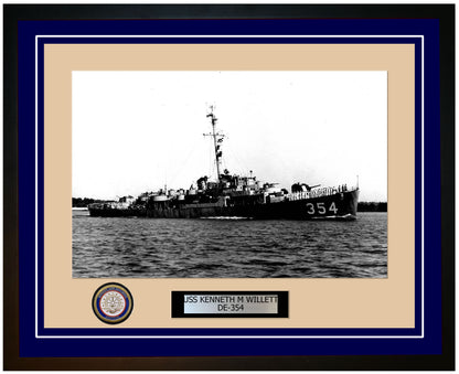 USS Kenneth M Willett DE-354 Framed Navy Ship Photo Blue