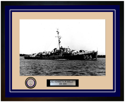 USS Kenneth M Willett DE-354 Framed Navy Ship Photo Blue