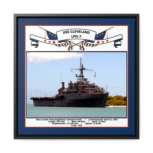 USS Cleveland LPD-7 Navy Floating Frame Photo Front View