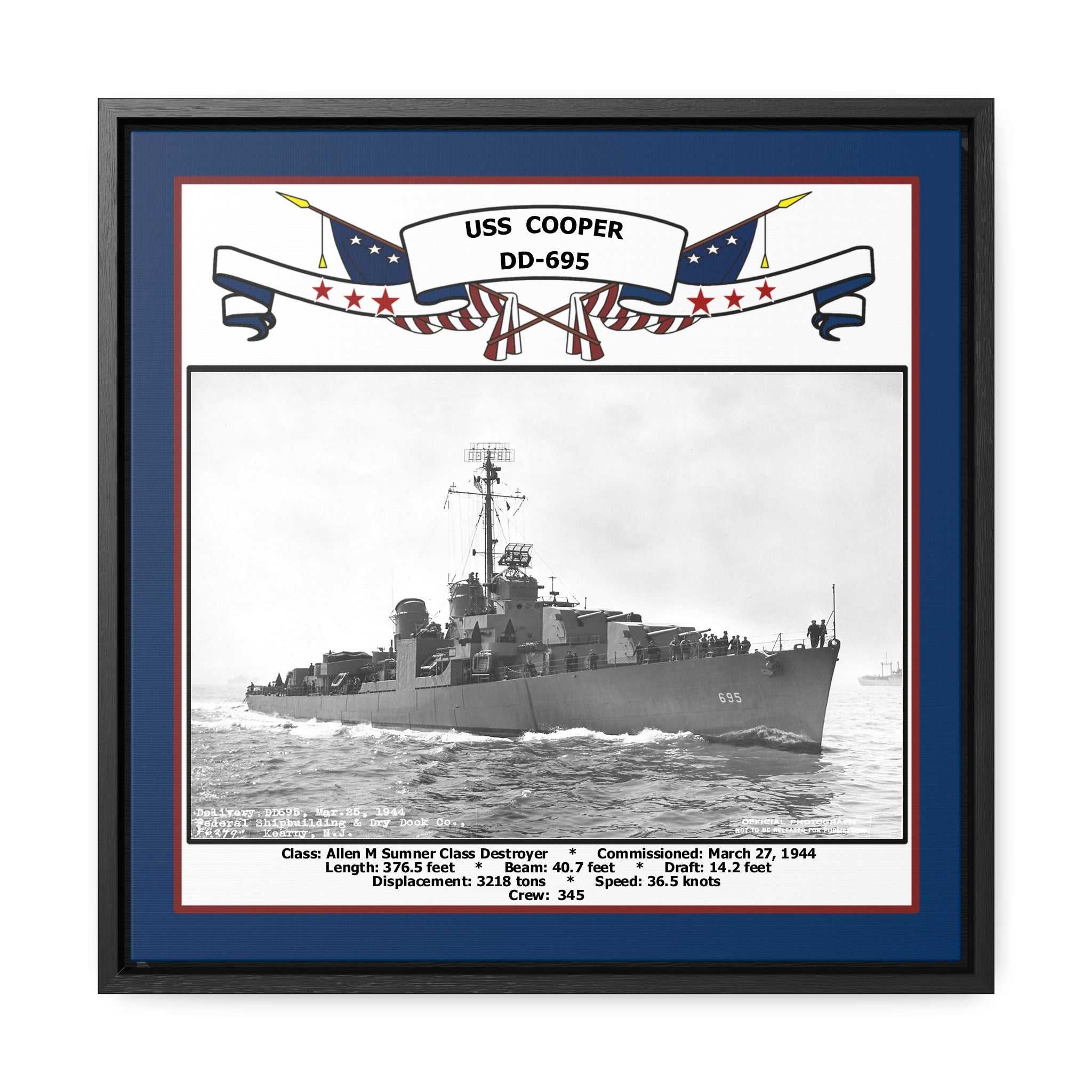 USS Cooper DD-695 Navy Floating Frame Photo – Navy Emporium