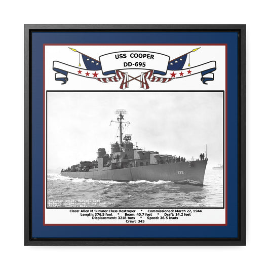 USS Cooper DD-695 Navy Floating Frame Photo Front View