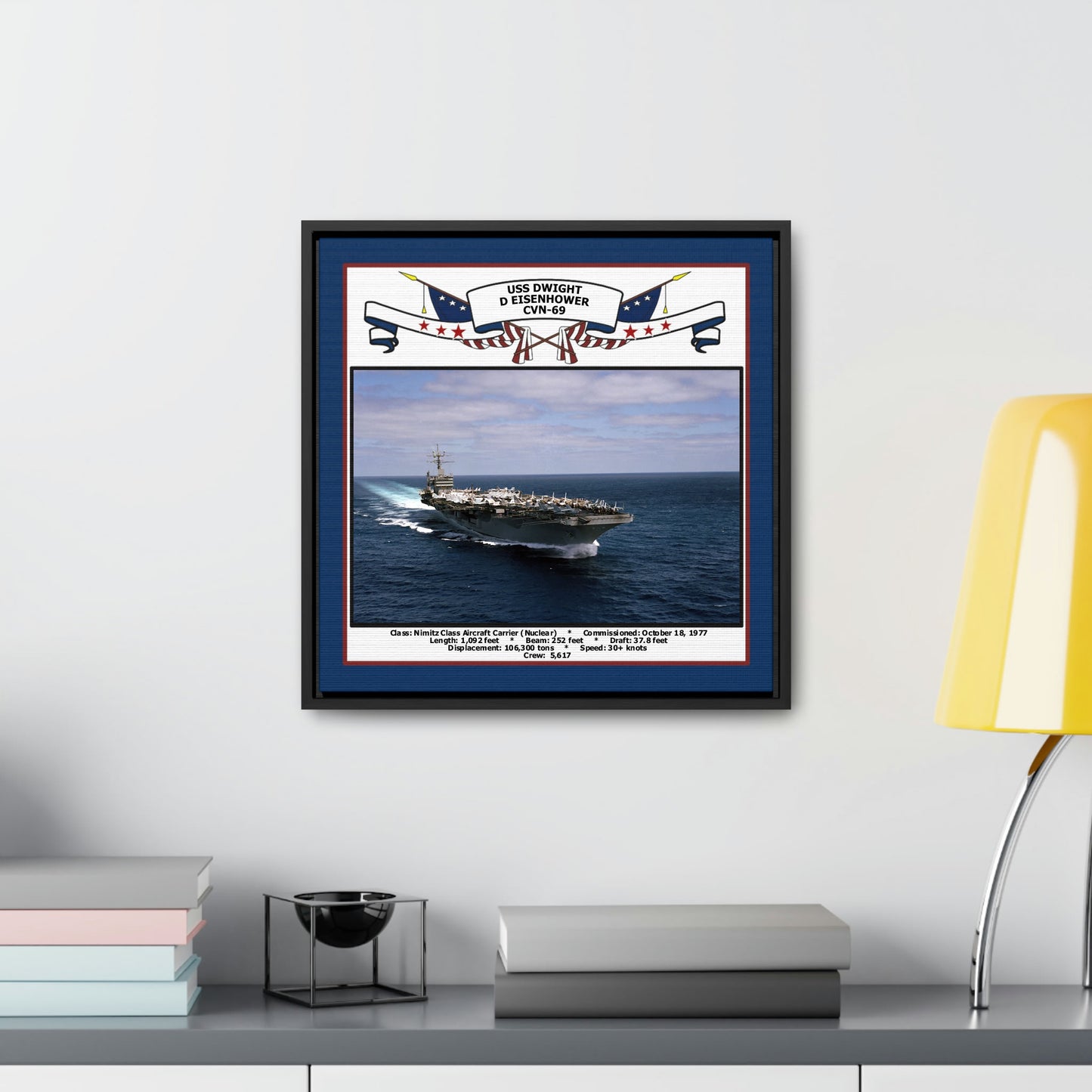 USS Dwight D Eisenhower CVN-69 Navy Floating Frame Photo Desk View