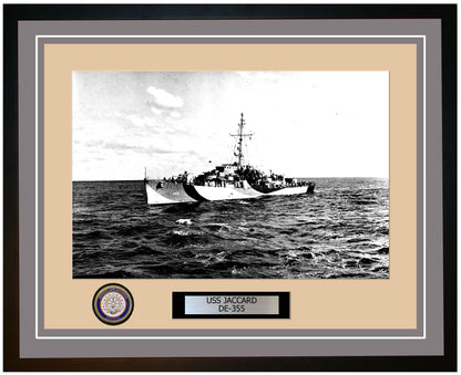 USS Jaccard DE-355 Framed Navy Ship Photo Grey
