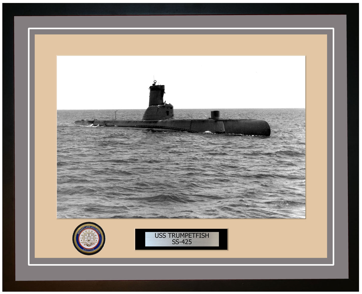 USS Trumpetfish SS-425 Framed Navy Ship Photo Grey