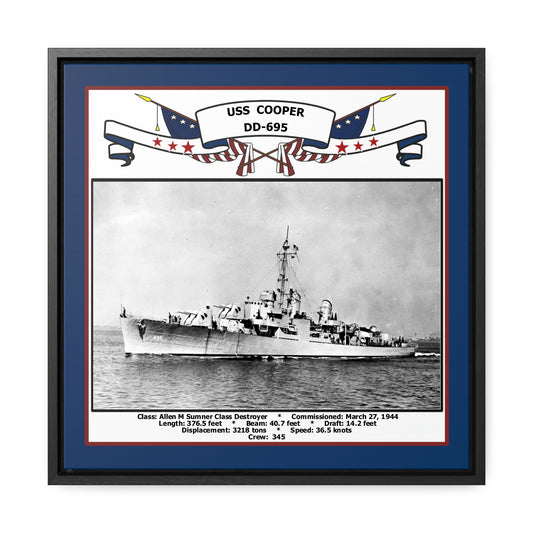 USS Cooper DD-695 Navy Floating Frame Photo Front View