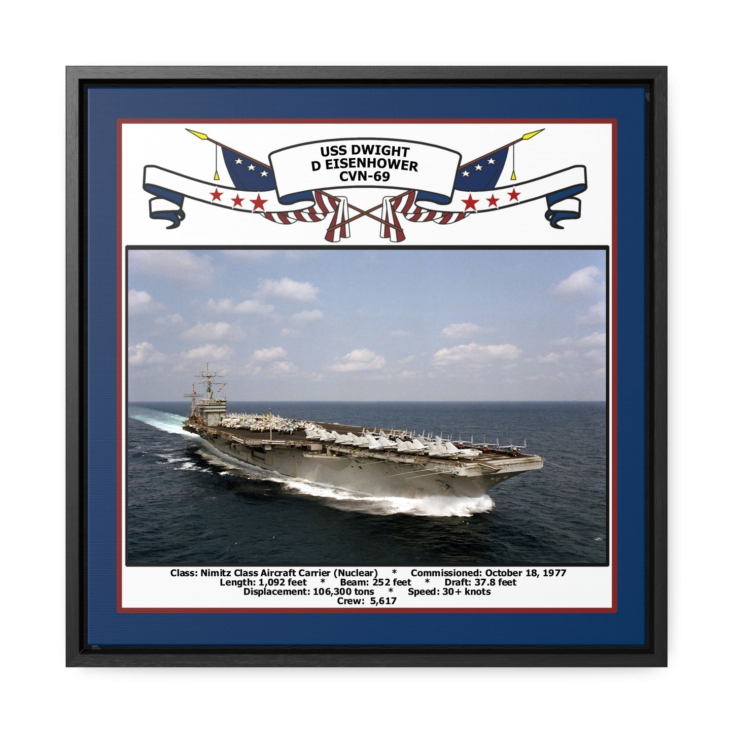 USS Dwight D Eisenhower CVN-69 Navy Floating Frame Photo Front View
