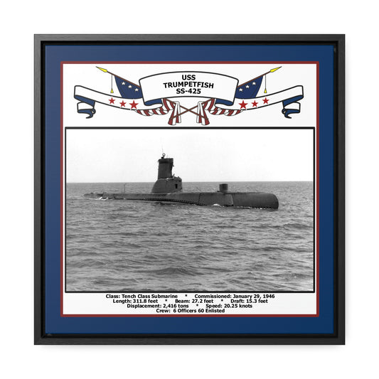 USS Trumpetfish SS-425 Navy Floating Frame Photo Front View