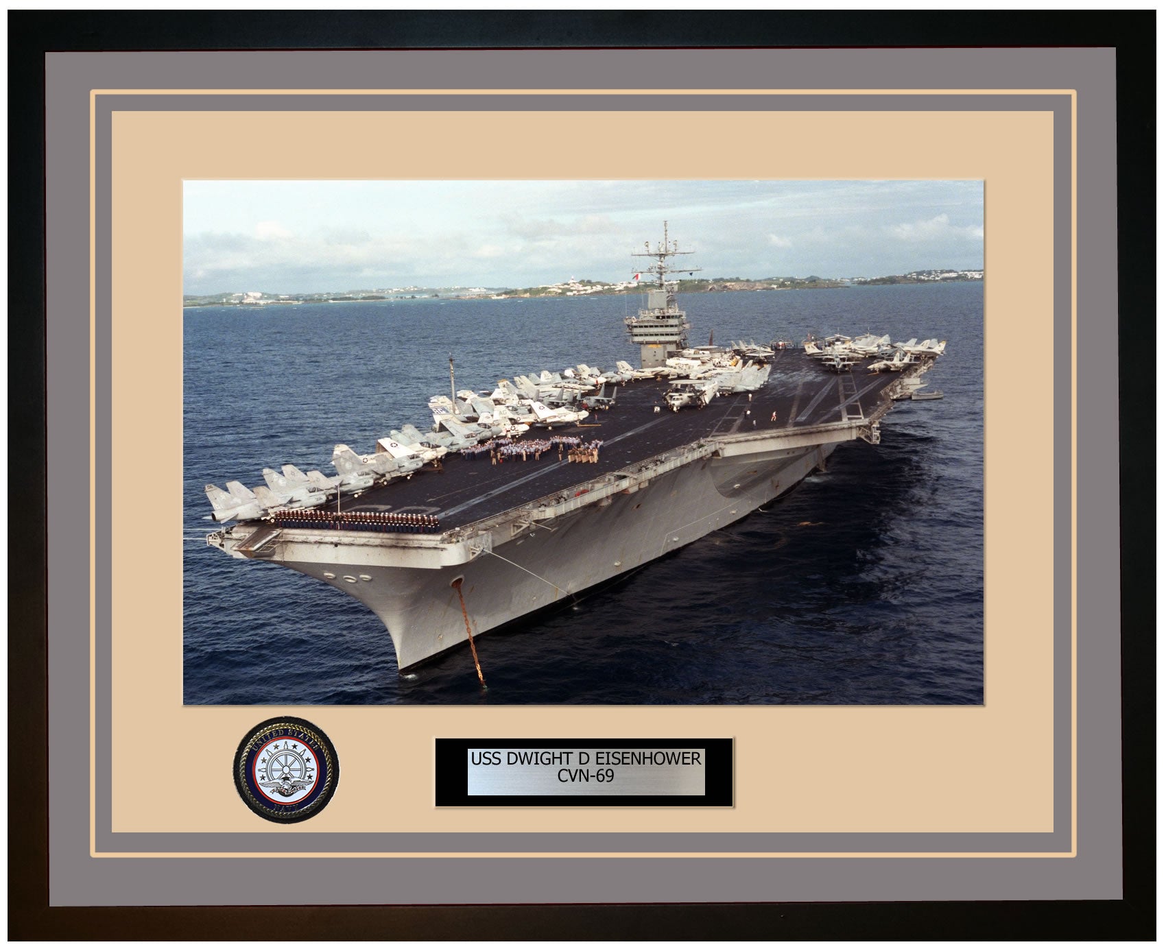 USS DWIGHT D EISENHOWER CVN-69 Framed Navy Ship Photo Grey
