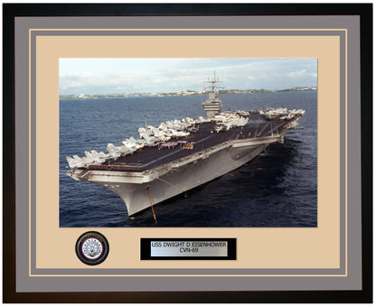 USS DWIGHT D EISENHOWER CVN-69 Framed Navy Ship Photo Grey