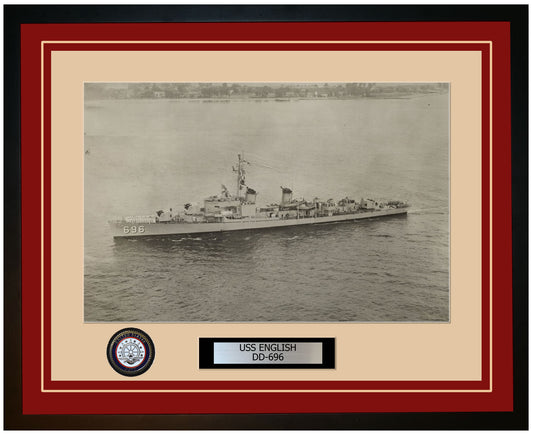 USS ENGLISH DD-696 Framed Navy Ship Photo Burgundy