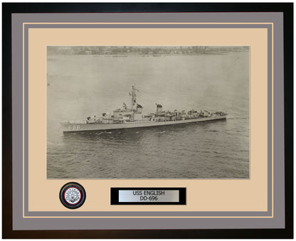 USS ENGLISH DD-696 Framed Navy Ship Photo Grey
