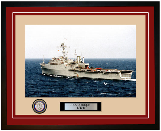 USS Dubuque LPD-8 Framed Navy Ship Photo Burgundy