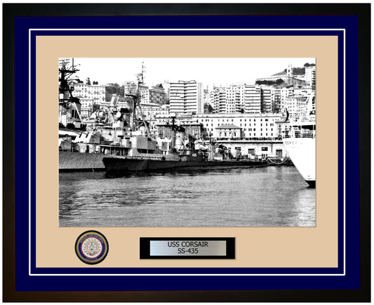 USS Corsair SS-435 Framed Navy Ship Photo Blue