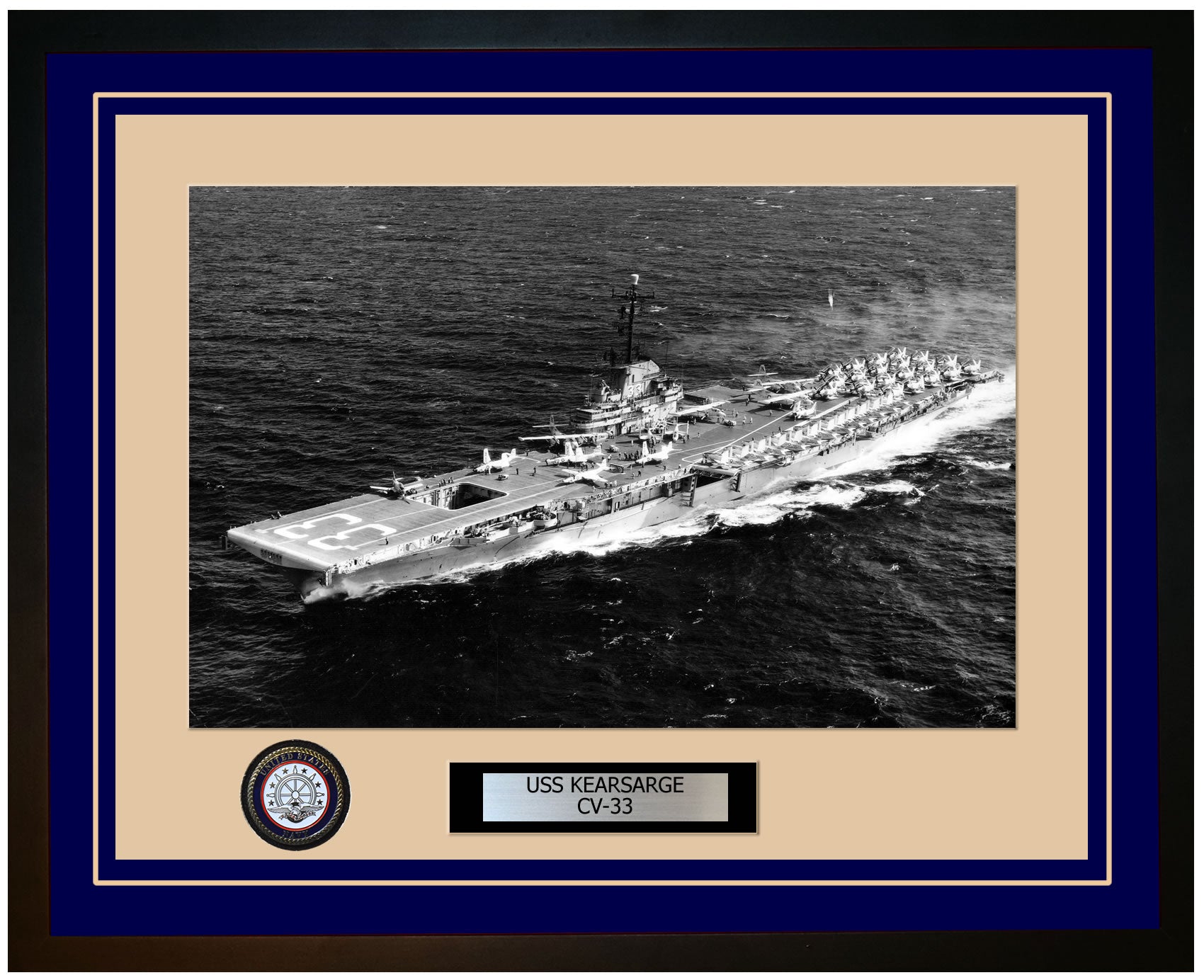 USS KEARSARGE CV-33 Framed Navy Ship Photo Blue
