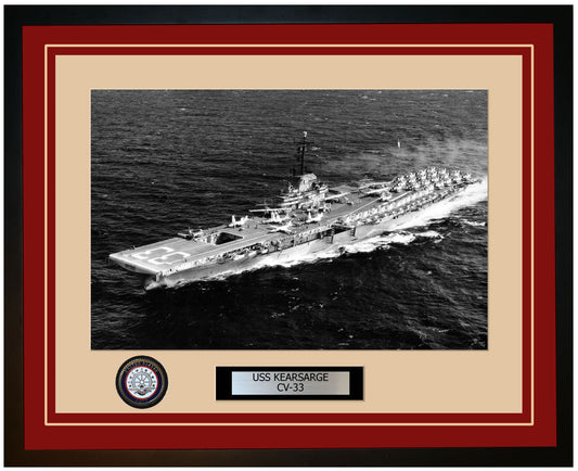 USS KEARSARGE CV-33 Framed Navy Ship Photo Burgundy