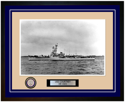 USS Courtney DE-1021 Framed Navy Ship Photo Blue