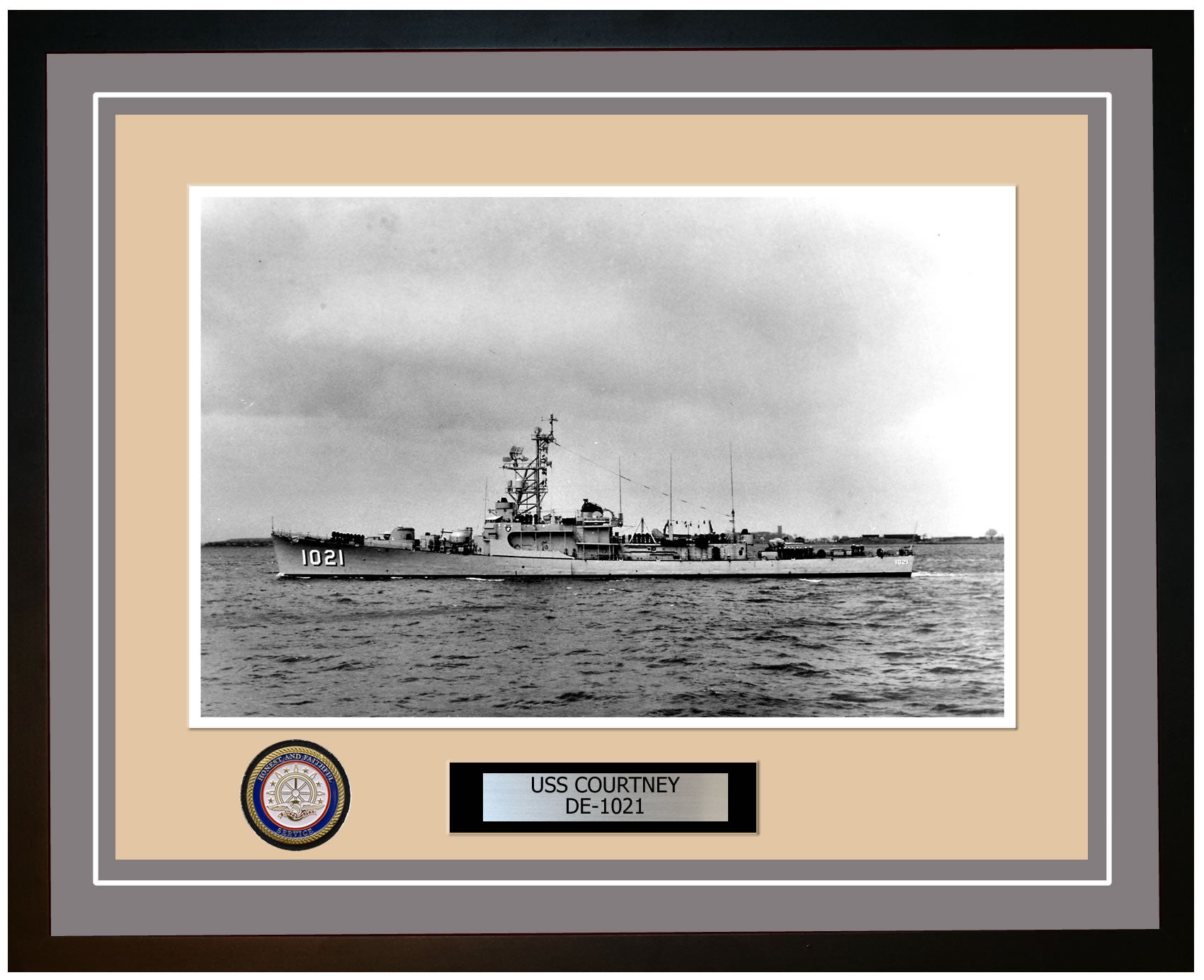 USS Courtney DE-1021 Framed Navy Ship Photo Grey