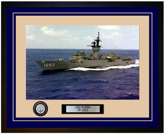 USS ROARK FF-1053 Framed Navy Ship Photo Blue