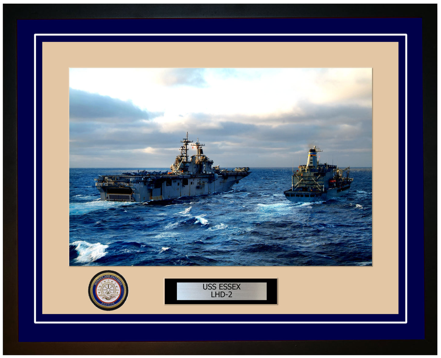 USS Essex LHD-2 Framed Navy Ship Photo Blue