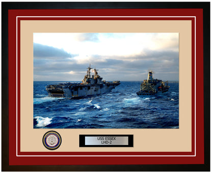 USS Essex LHD-2 Framed Navy Ship Photo Burgundy