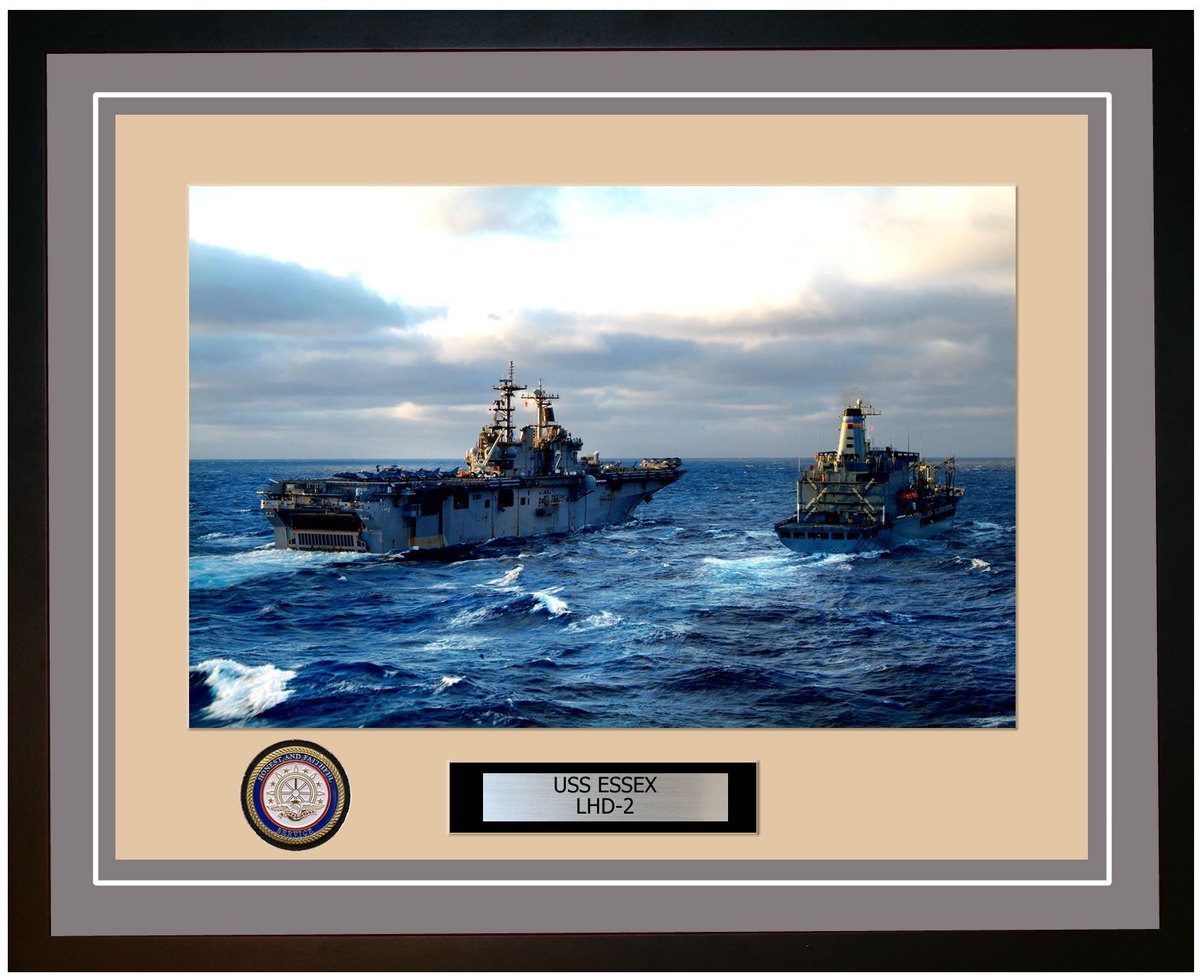 USS Essex LHD-2 Framed Navy Ship Photo Grey