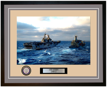 USS Essex LHD-2 Framed Navy Ship Photo Grey