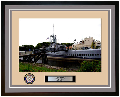 USS Ling SS-297 Framed Navy Ship Photo Grey