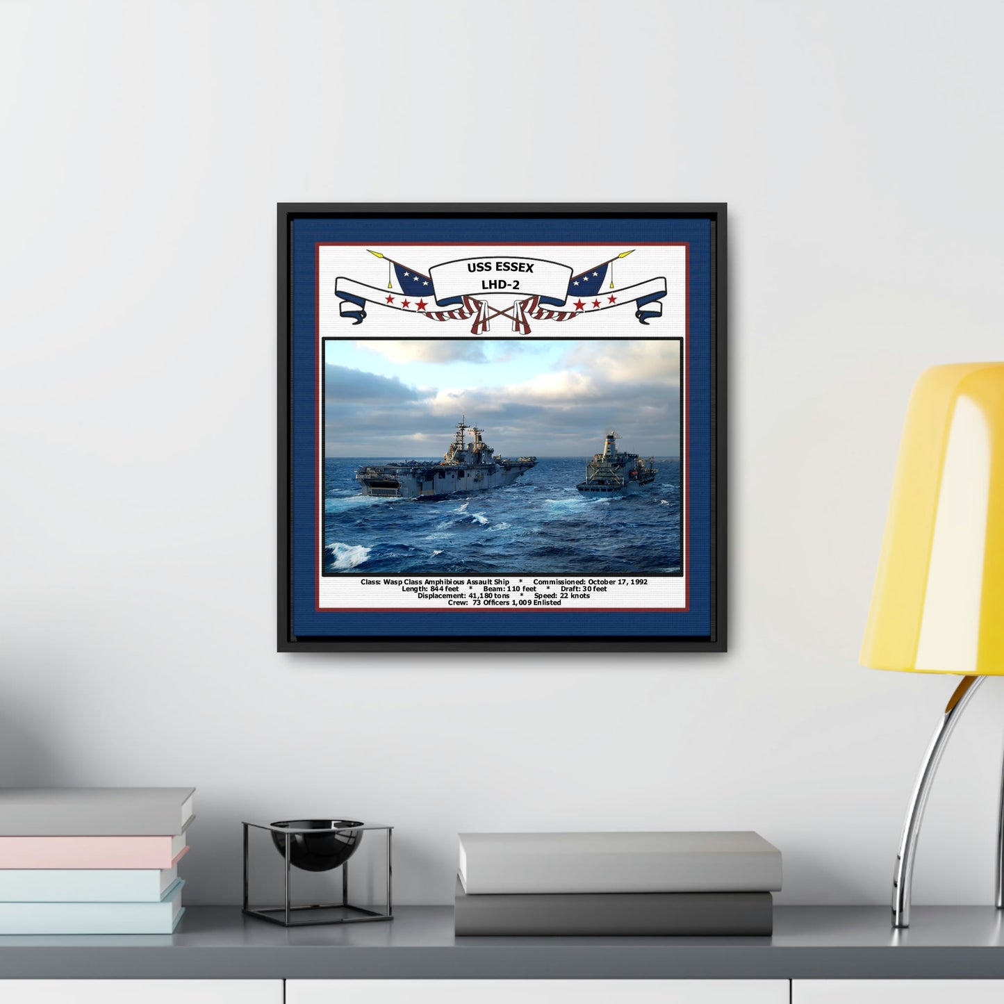 USS Essex LHD-2 Navy Floating Frame Photo Desk View