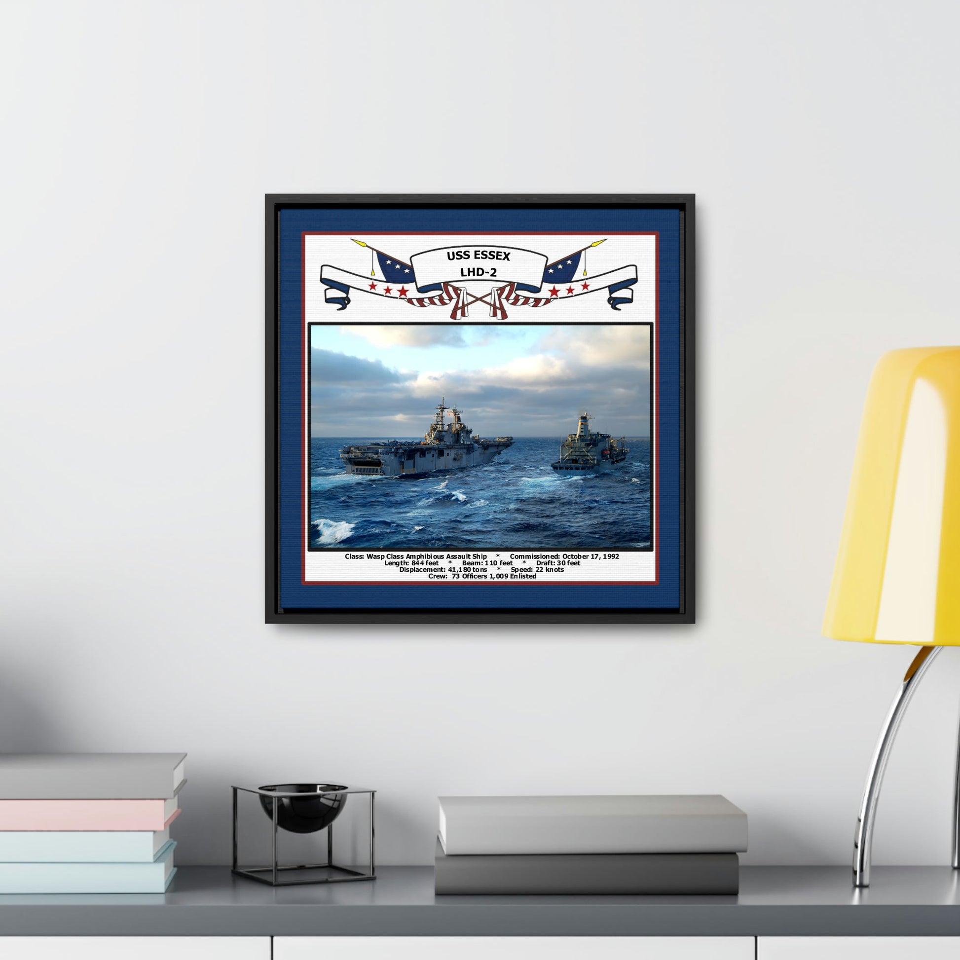 USS Essex LHD-2 Navy Floating Frame Photo Desk View