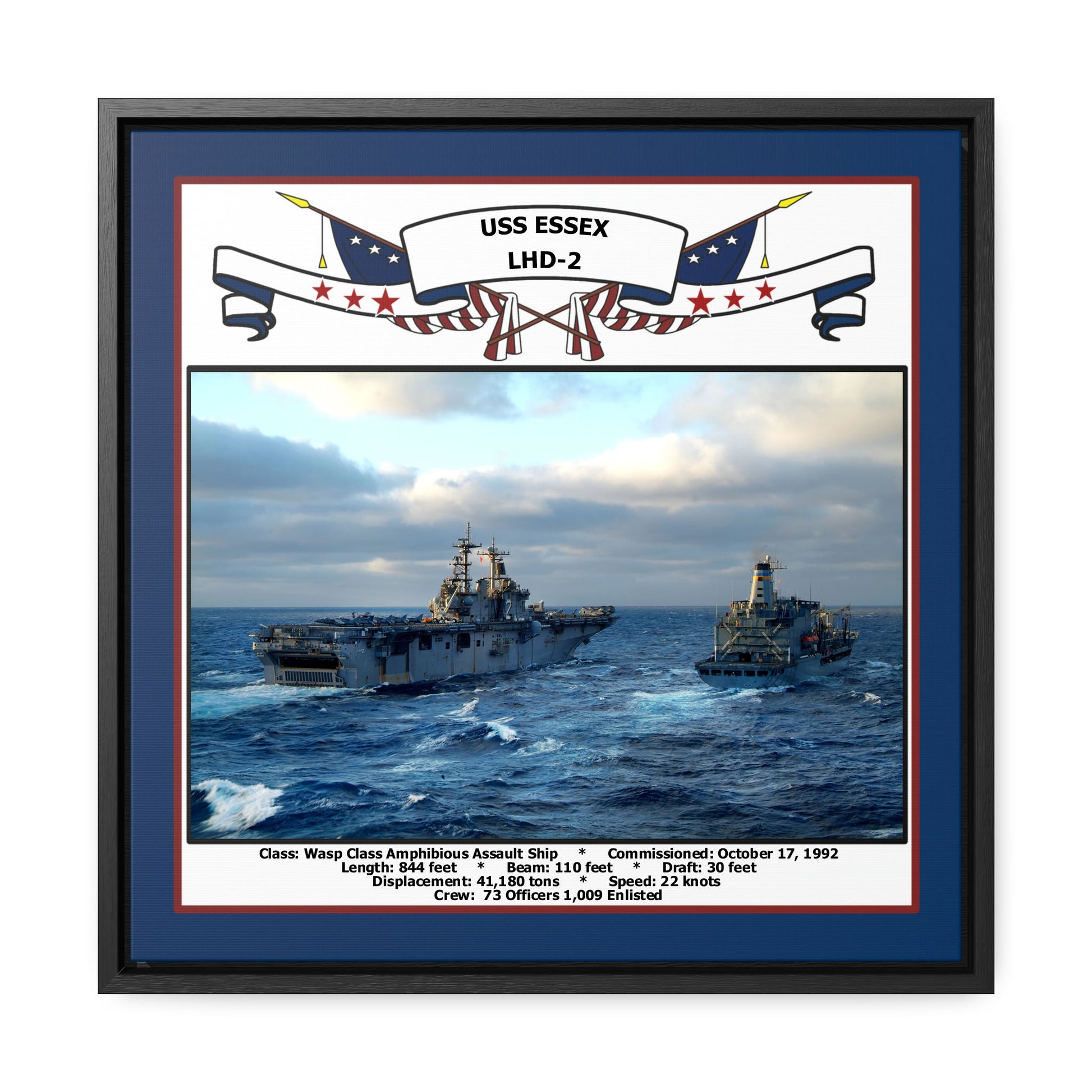 USS Essex LHD-2 Navy Floating Frame Photo Front View