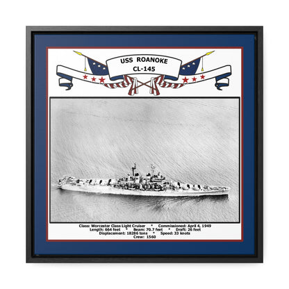 USS Roanoke CL-145 Navy Floating Frame Photo Front View