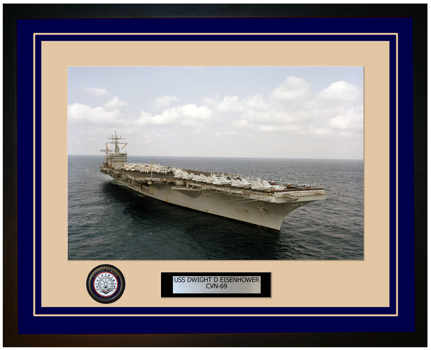 USS DWIGHT D EISENHOWER CVN-69 Framed Navy Ship Photo Blue