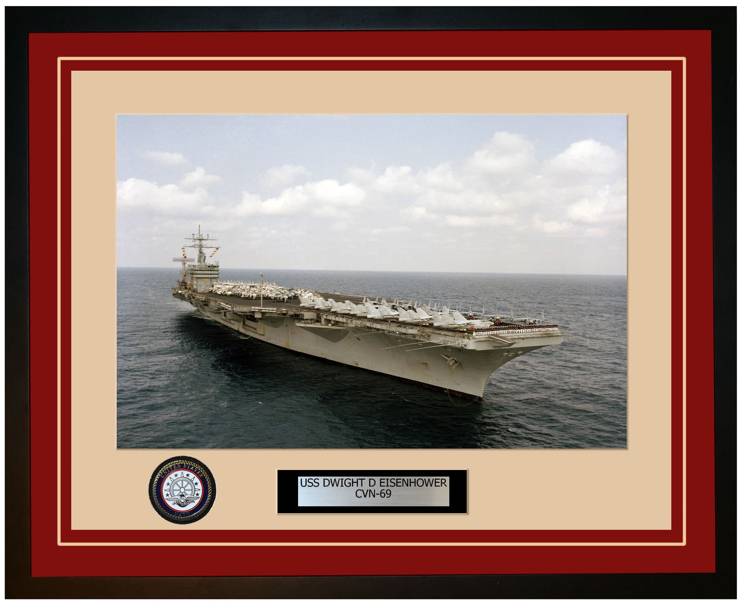 USS DWIGHT D EISENHOWER CVN-69 Framed Navy Ship Photo Burgundy