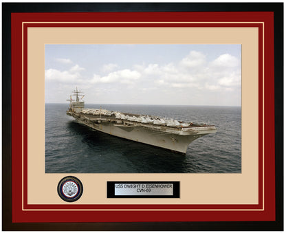 USS DWIGHT D EISENHOWER CVN-69 Framed Navy Ship Photo Burgundy