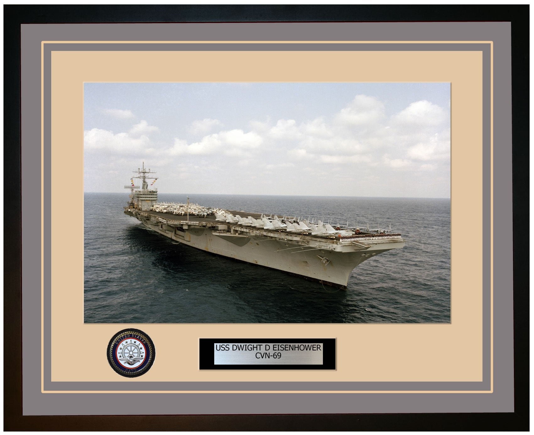 USS DWIGHT D EISENHOWER CVN-69 Framed Navy Ship Photo Grey