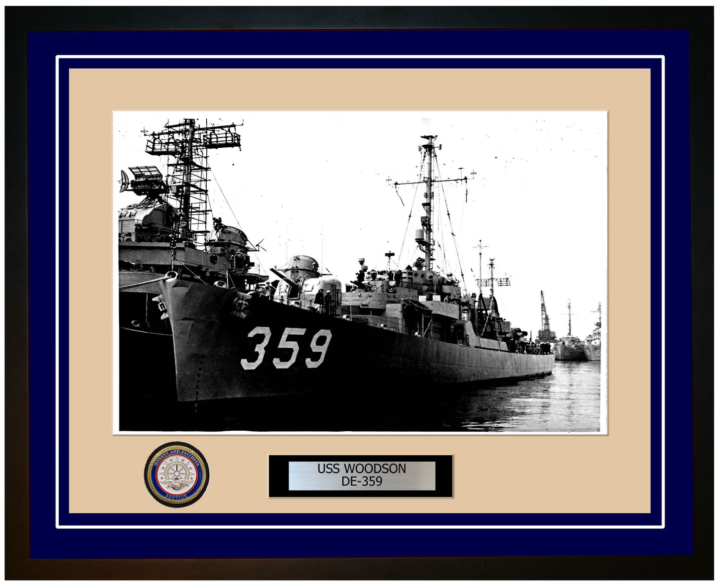 USS Woodson DE-359 Framed Navy Ship Photo Blue