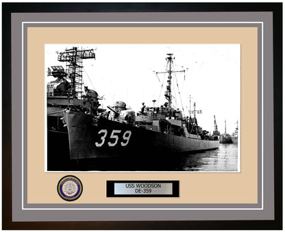 USS Woodson DE-359 Framed Navy Ship Photo Grey